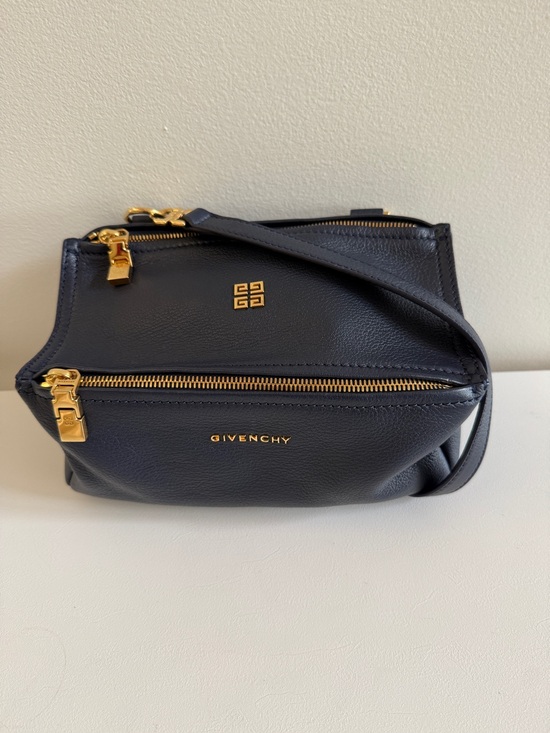 Givenchy Handbags - GIVENCHY Sugar Goatskin Mini Pandora Crossbody Bag Handbag, Navy Blue